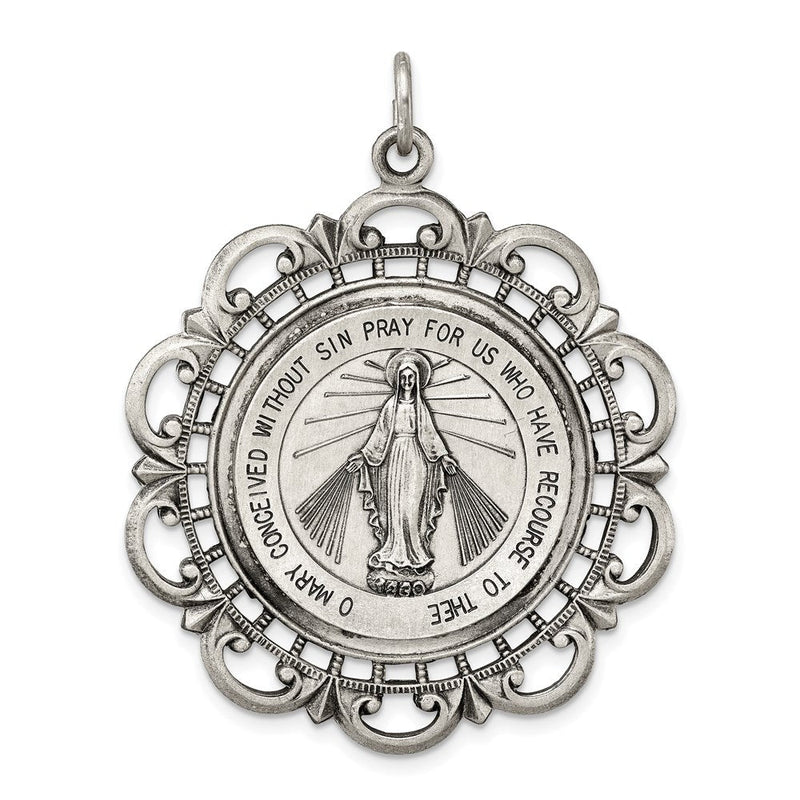 Sterlingsilber Antikisiert Wundertätig Medaille