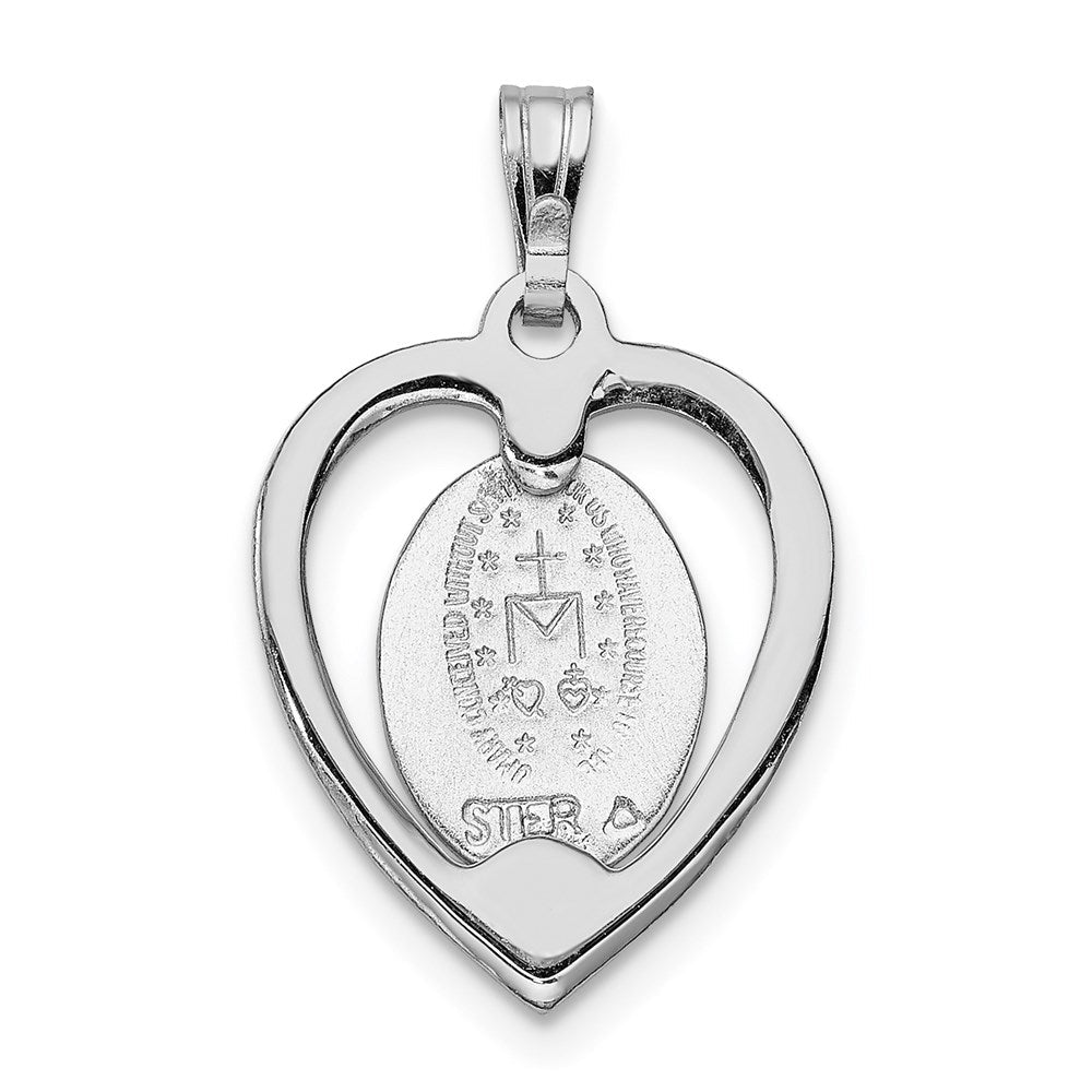 Sterlingsilber Rhodiniert Wundertätig Herz Medaille