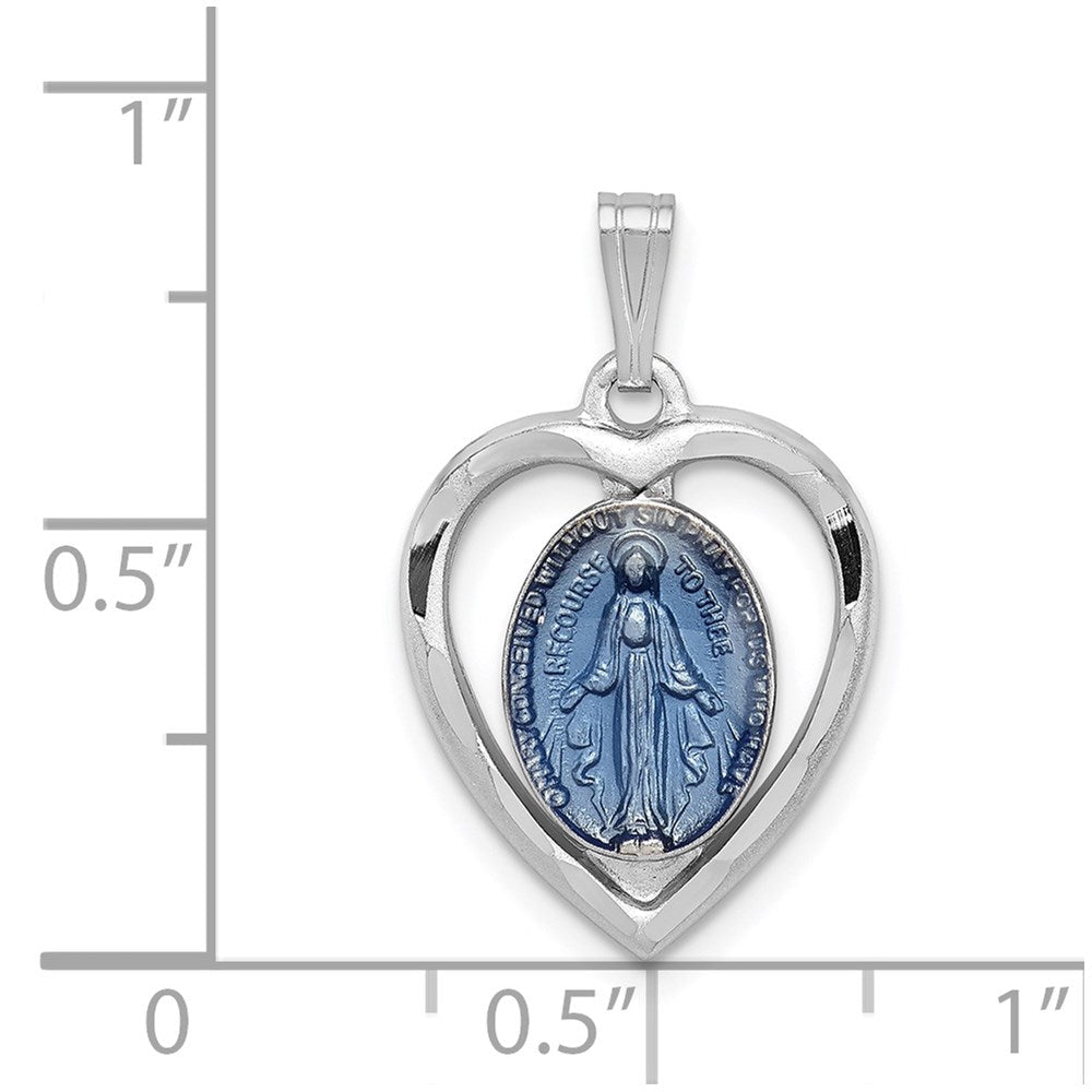 Sterlingsilber Rhodiniert Wundertätig Herz Medaille