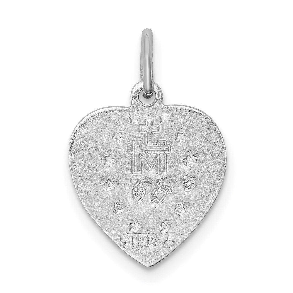 Sterlingsilber Rhodiniert Wundertätig Herz Medaille