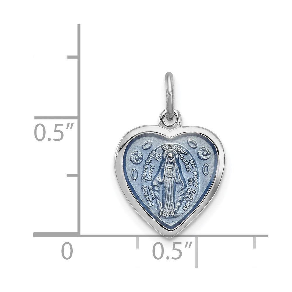 Sterlingsilber Rhodiniert Wundertätig Herz Medaille