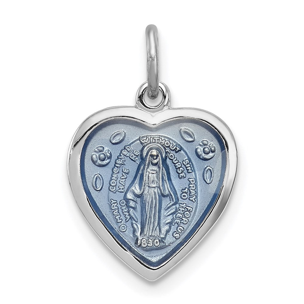 Sterlingsilber Rhodiniert Wundertätig Herz Medaille