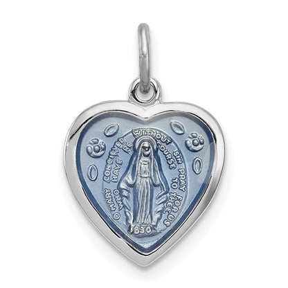 Sterlingsilber Rhodiniert Wundertätig Herz Medaille