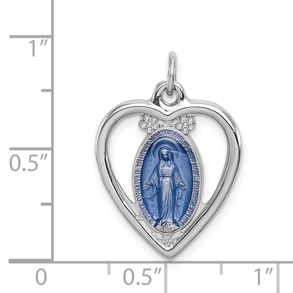 Sterlingsilber Rhodiniert Wundertätig Herz Medaille