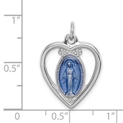 Sterlingsilber Rhodiniert Wundertätig Herz Medaille
