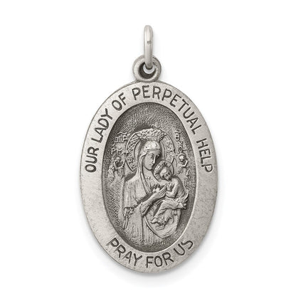 Sterlingsilber Antikisiert Our Damen Of Perpetual Help Oval Medaille