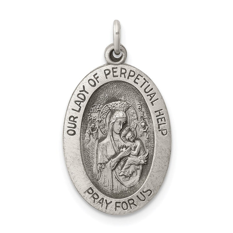 Sterlingsilber Antikisiert Our Damen Of Perpetual Help Oval Medaille