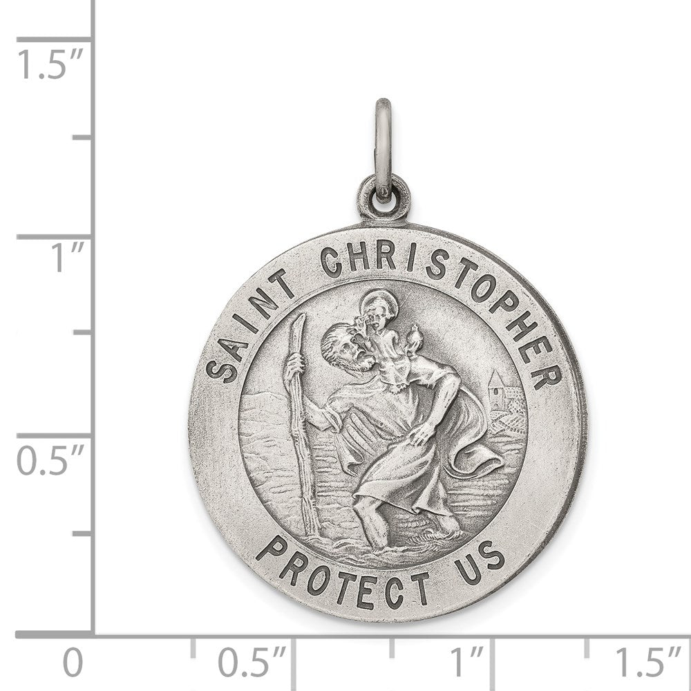 Sterlingsilber Antikisiert St. Christopher Medaille