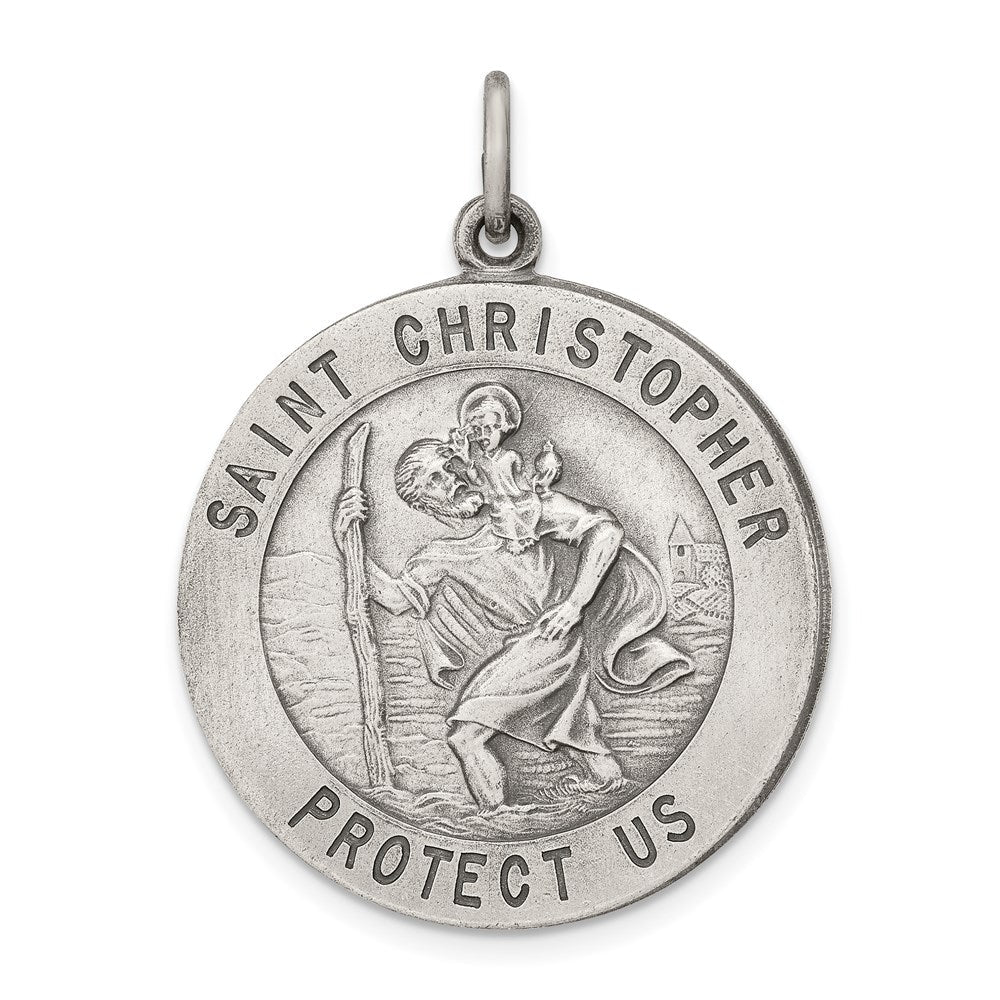 Sterlingsilber Antikisiert St. Christopher Medaille