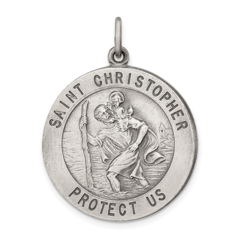 Sterlingsilber Antikisiert St. Christopher Medaille