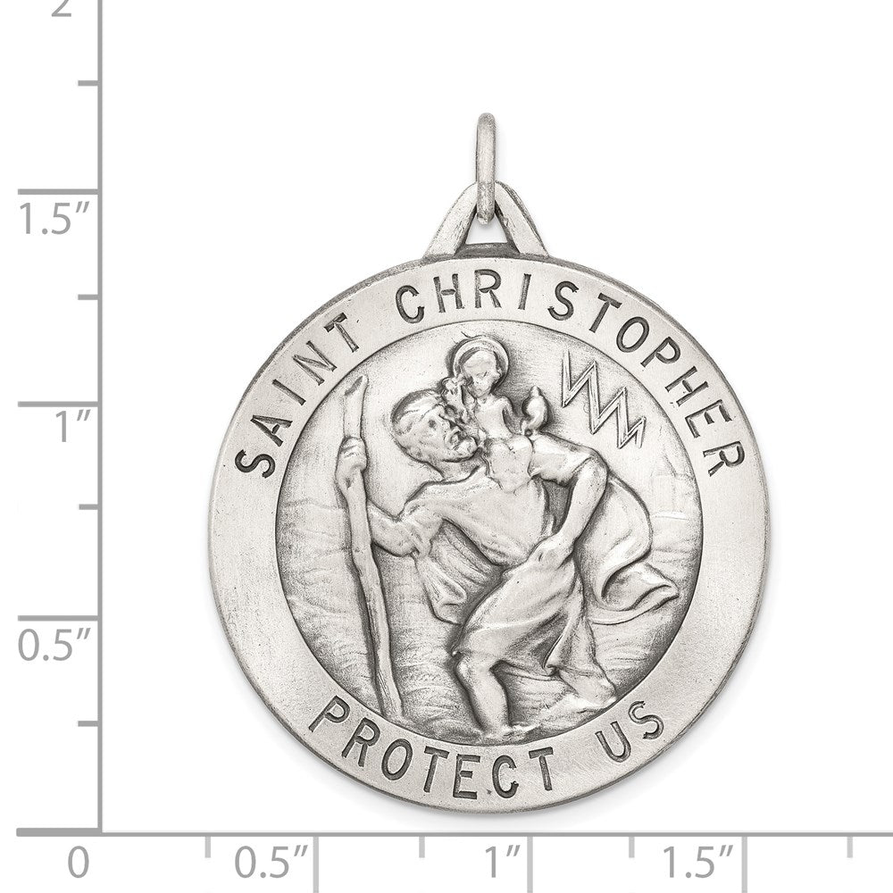 Sterlingsilber Antikisiert St. Christopher Medaille