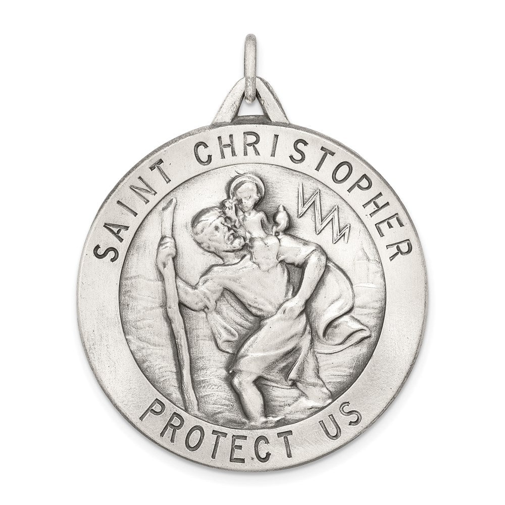 Sterlingsilber Antikisiert St. Christopher Medaille