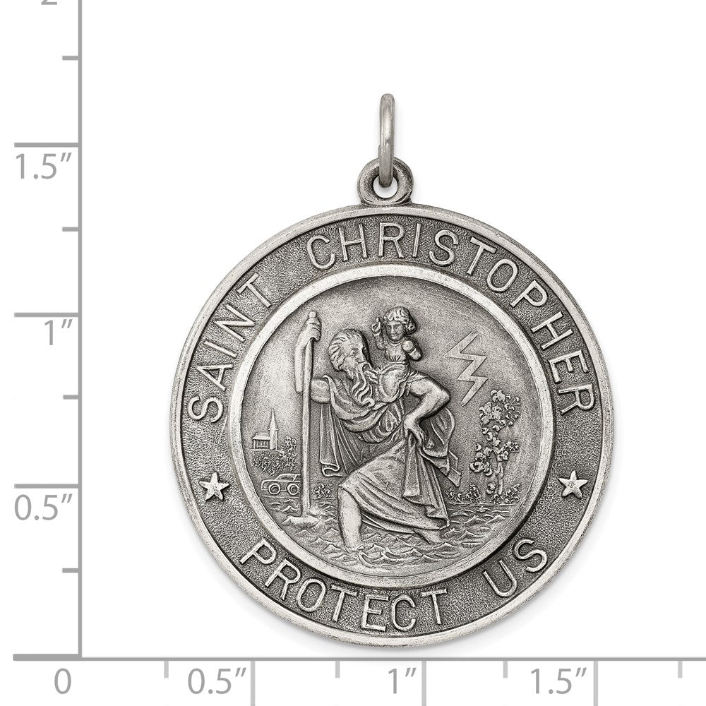 Sterlingsilber Antikisiert St. Christopher Medaille