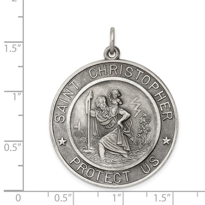 Sterlingsilber Antikisiert St. Christopher Medaille