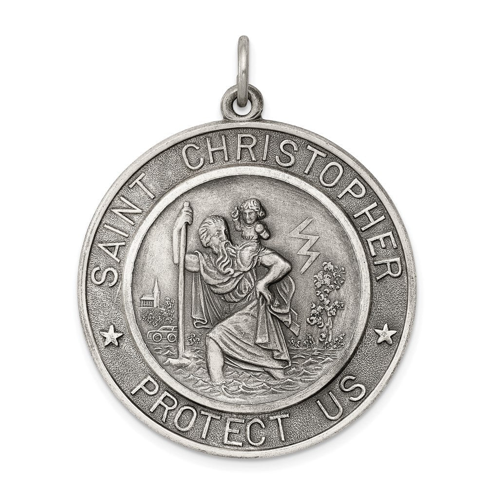 Sterlingsilber Antikisiert St. Christopher Medaille