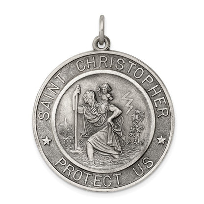 Sterlingsilber Antikisiert St. Christopher Medaille