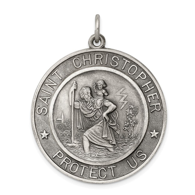 Sterlingsilber Antikisiert St. Christopher Medaille