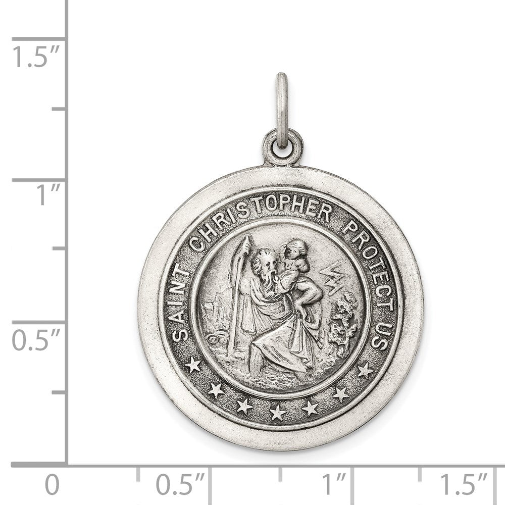 Sterlingsilber Antikisiert St. Christopher Medaille