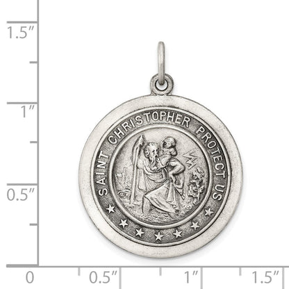 Sterlingsilber Antikisiert St. Christopher Medaille