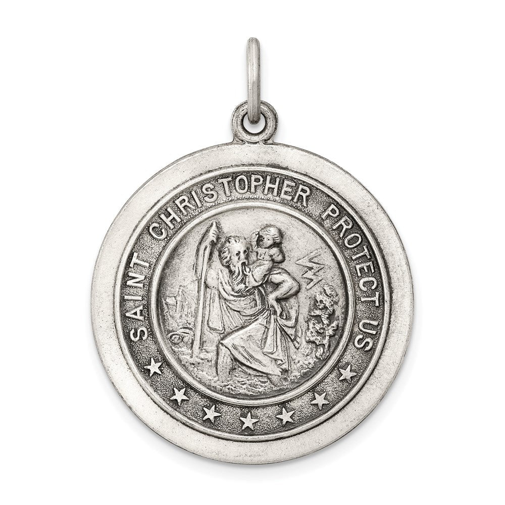 Sterlingsilber Antikisiert St. Christopher Medaille
