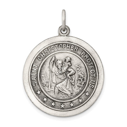 Sterlingsilber Antikisiert St. Christopher Medaille
