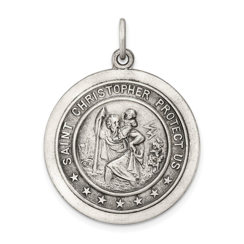 Sterlingsilber Antikisiert St. Christopher Medaille