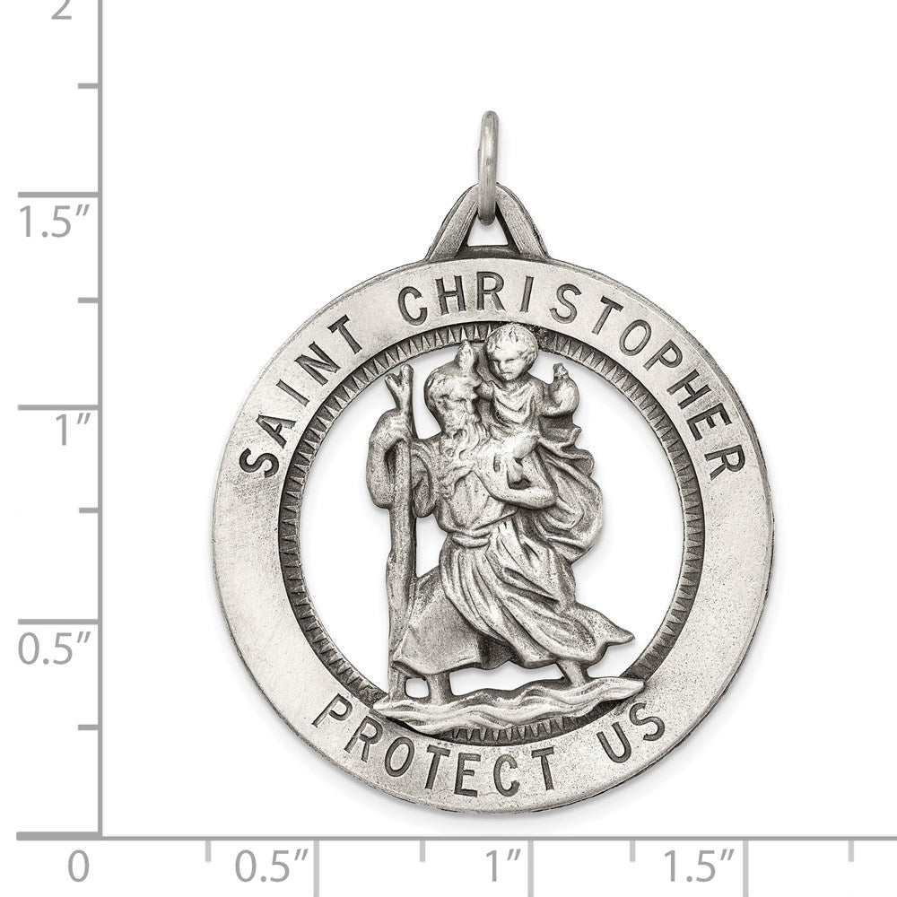 Sterlingsilber Antikisiert St. Christopher Medaille