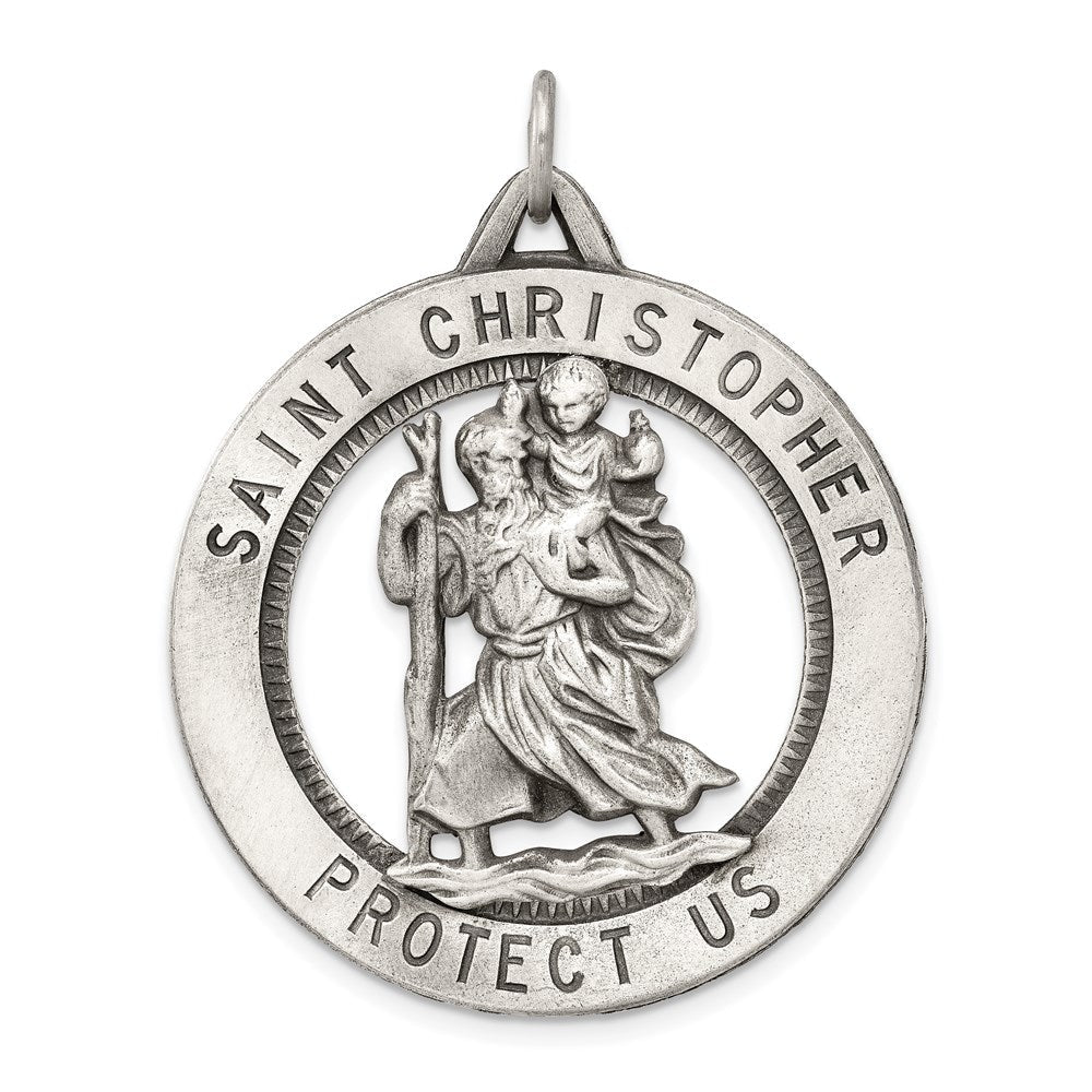 Sterlingsilber Antikisiert St. Christopher Medaille
