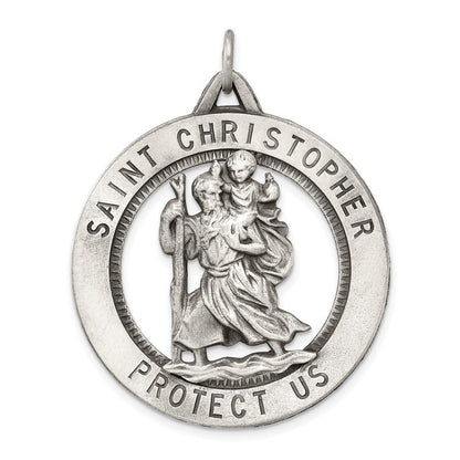 Sterlingsilber Antikisiert St. Christopher Medaille