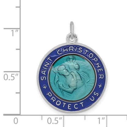 Sterlingsilber Rhodiniert Emailliert St. Christopher Medaille