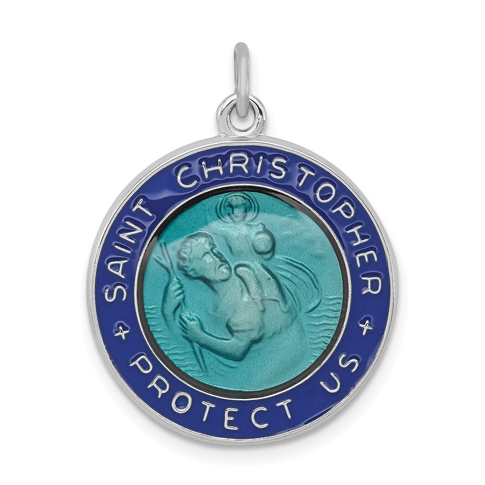 Sterlingsilber Rhodiniert Emailliert St. Christopher Medaille