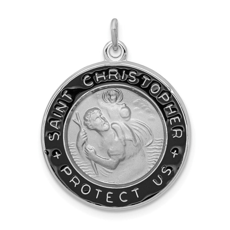Sterlingsilber Rhodiniert Emailliert St. Christopher Medaille