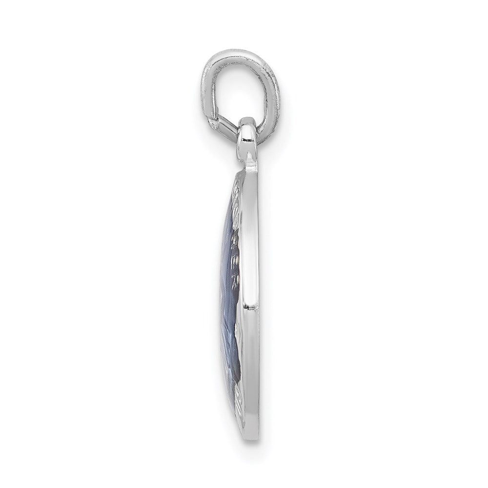 Sterlingsilber Rhodiniert Blau Epoxid St. Christopher Medaille