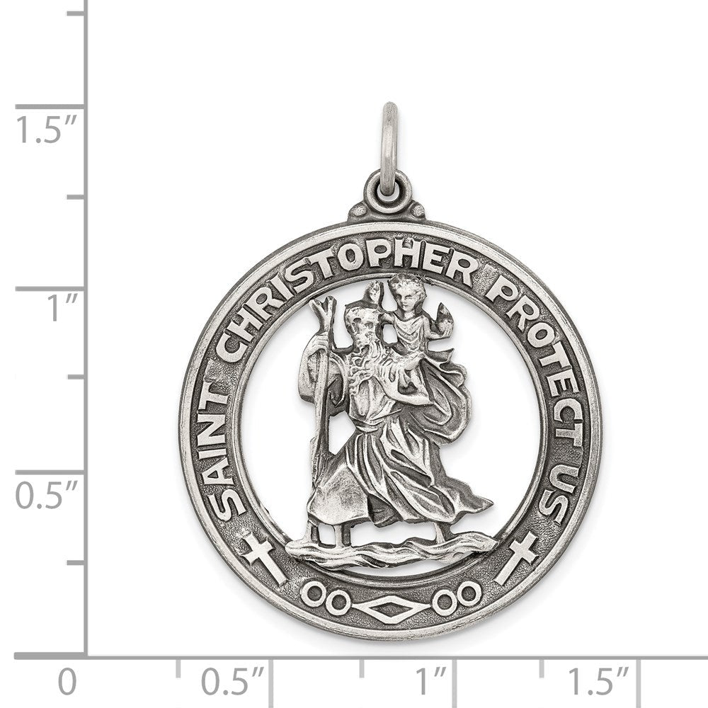 Sterlingsilber Antikisiert St. Christopher Medaille