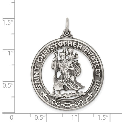 Sterlingsilber Antikisiert St. Christopher Medaille