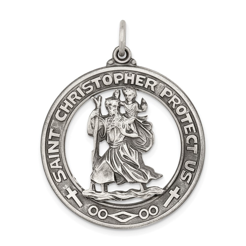 Sterlingsilber Antikisiert St. Christopher Medaille