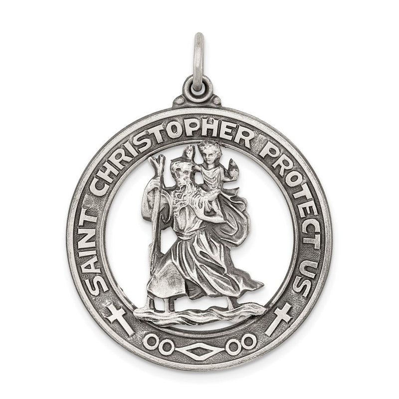 Sterlingsilber Antikisiert St. Christopher Medaille