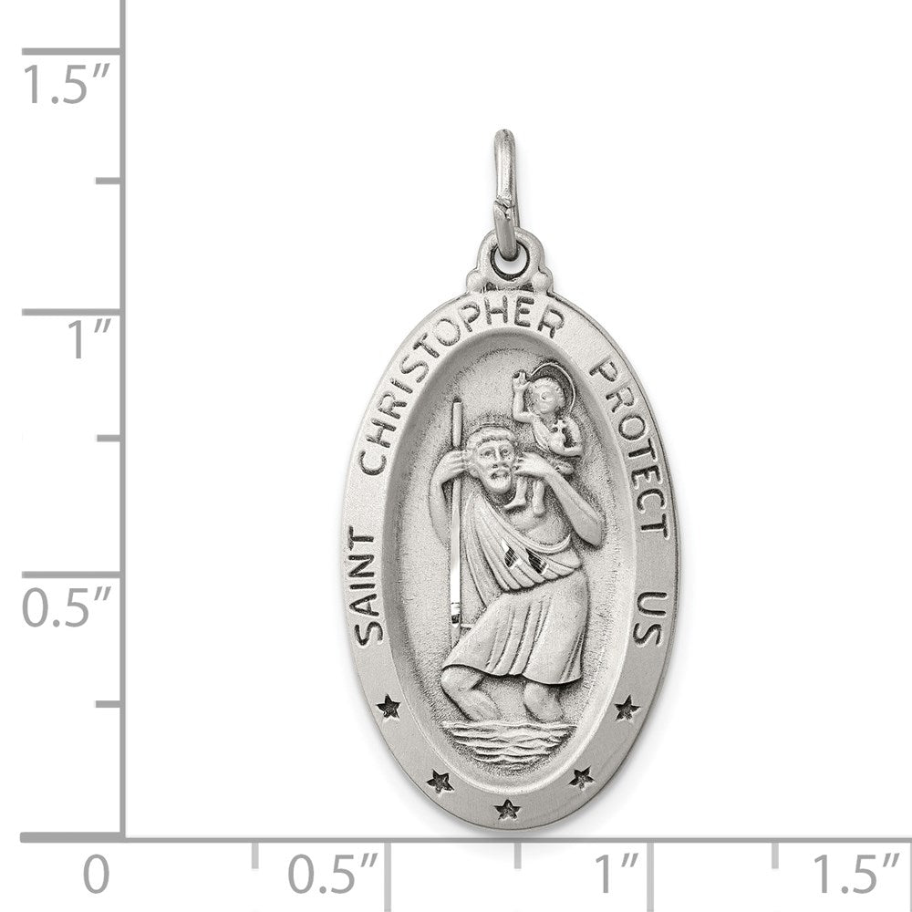 Sterlingsilber Antikisiert St. Christopher Medaille