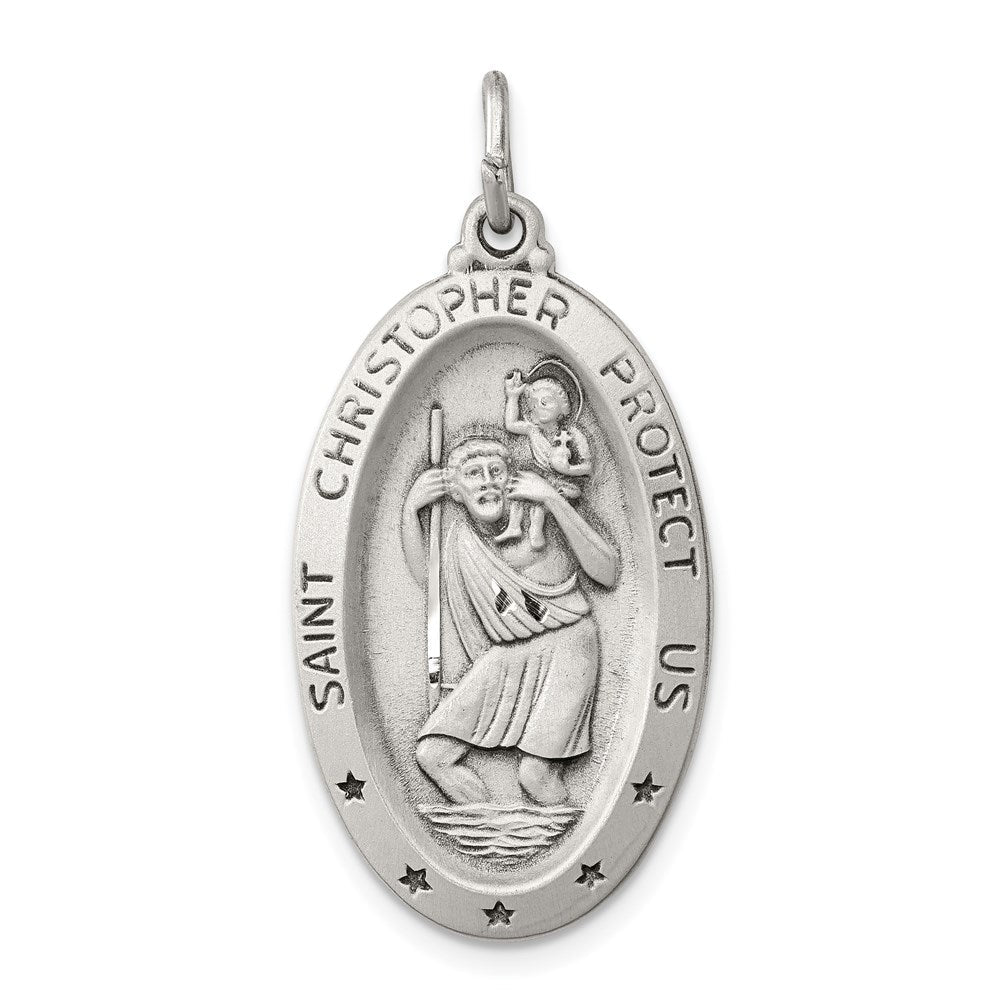 Sterlingsilber Antikisiert St. Christopher Medaille