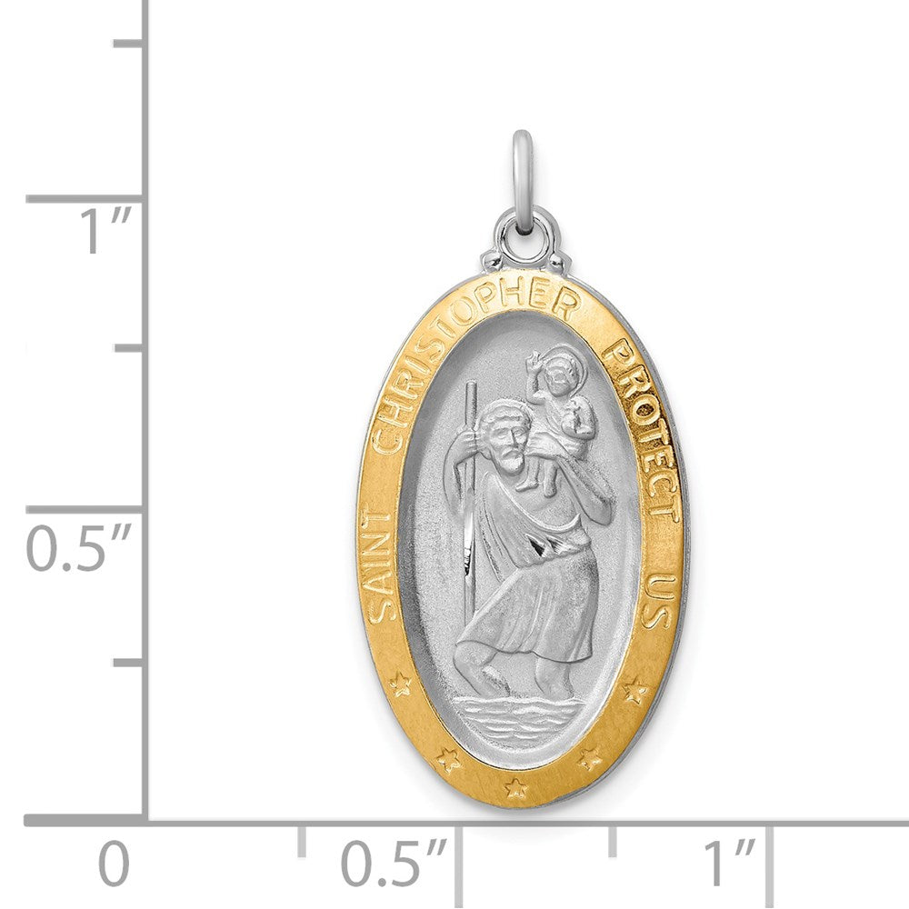 Sterlingsilber Rhodiniert & Vermeil St. Christopher Medaille
