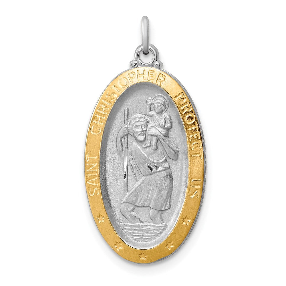 Sterlingsilber Rhodiniert & Vermeil St. Christopher Medaille