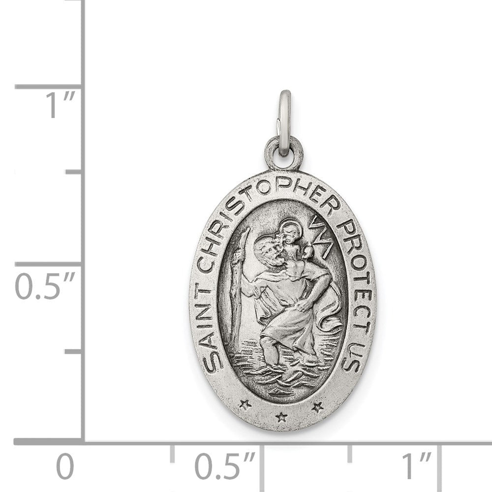Sterlingsilber Antikisiert St. Christopher Medaille