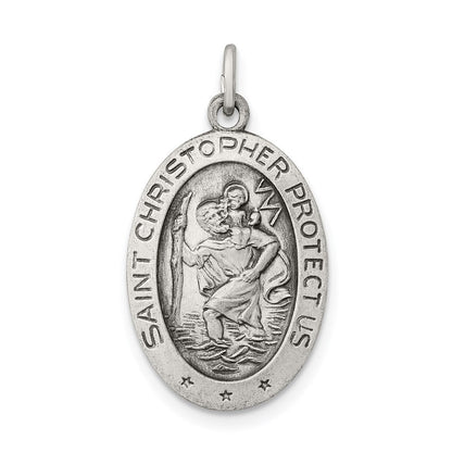 Sterlingsilber Antikisiert St. Christopher Medaille