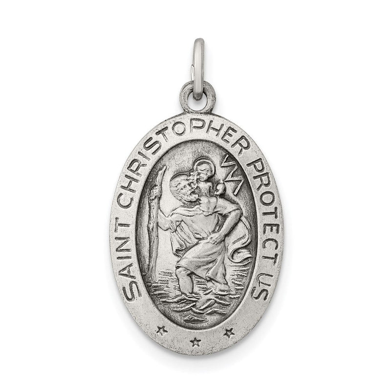 Sterlingsilber Antikisiert St. Christopher Medaille