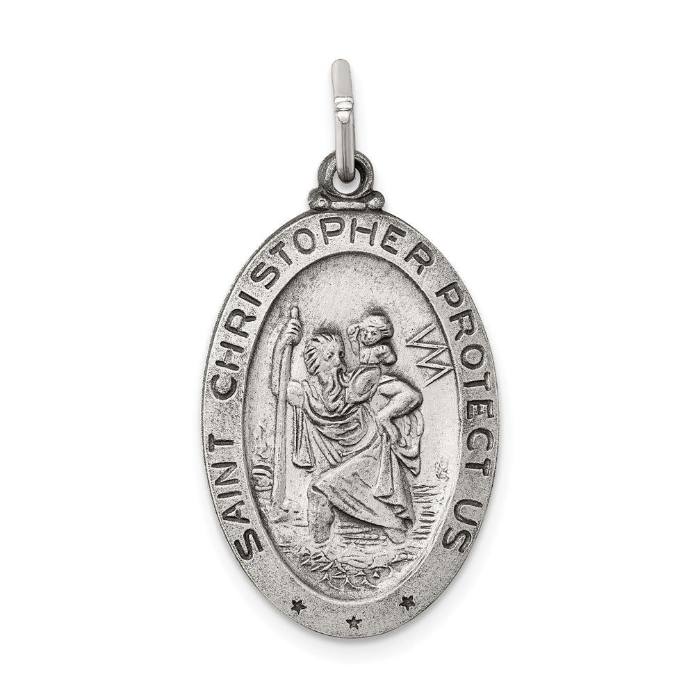 Sterlingsilber Antikisiert St. Christopher Medaille