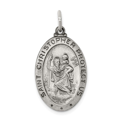 Sterlingsilber Antikisiert St. Christopher Medaille