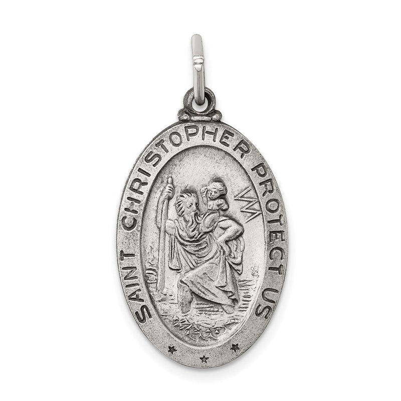 Sterlingsilber Antikisiert St. Christopher Medaille