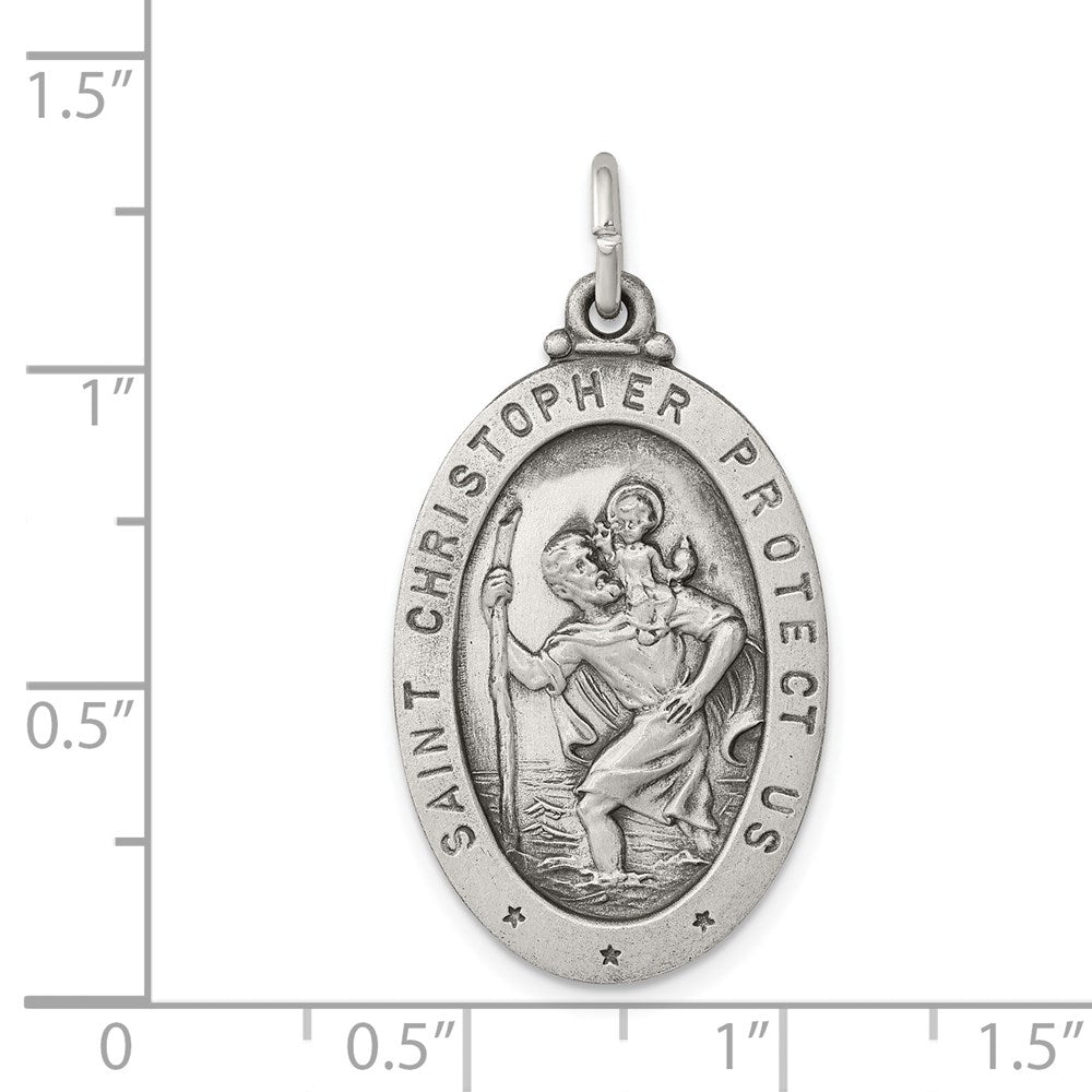 Sterlingsilber Antikisiert St. Christopher Medaille