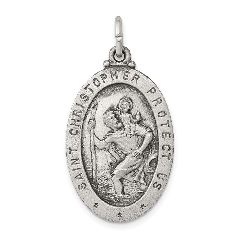 Sterlingsilber Antikisiert St. Christopher Medaille