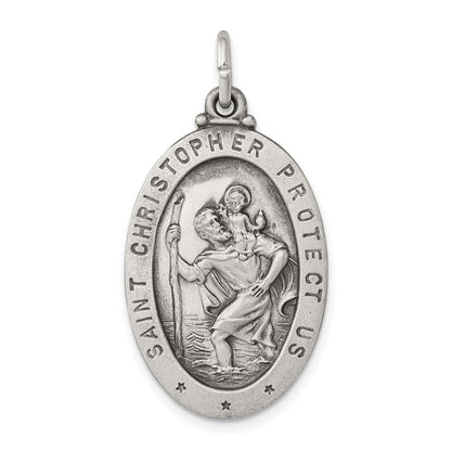 Sterlingsilber Antikisiert St. Christopher Medaille